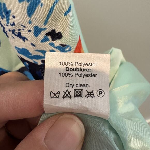 J Crew Dress Women 0 Blue Green Orange Floral Short Sleeve Lined Brunch Cocktail - Picture 10 of 11